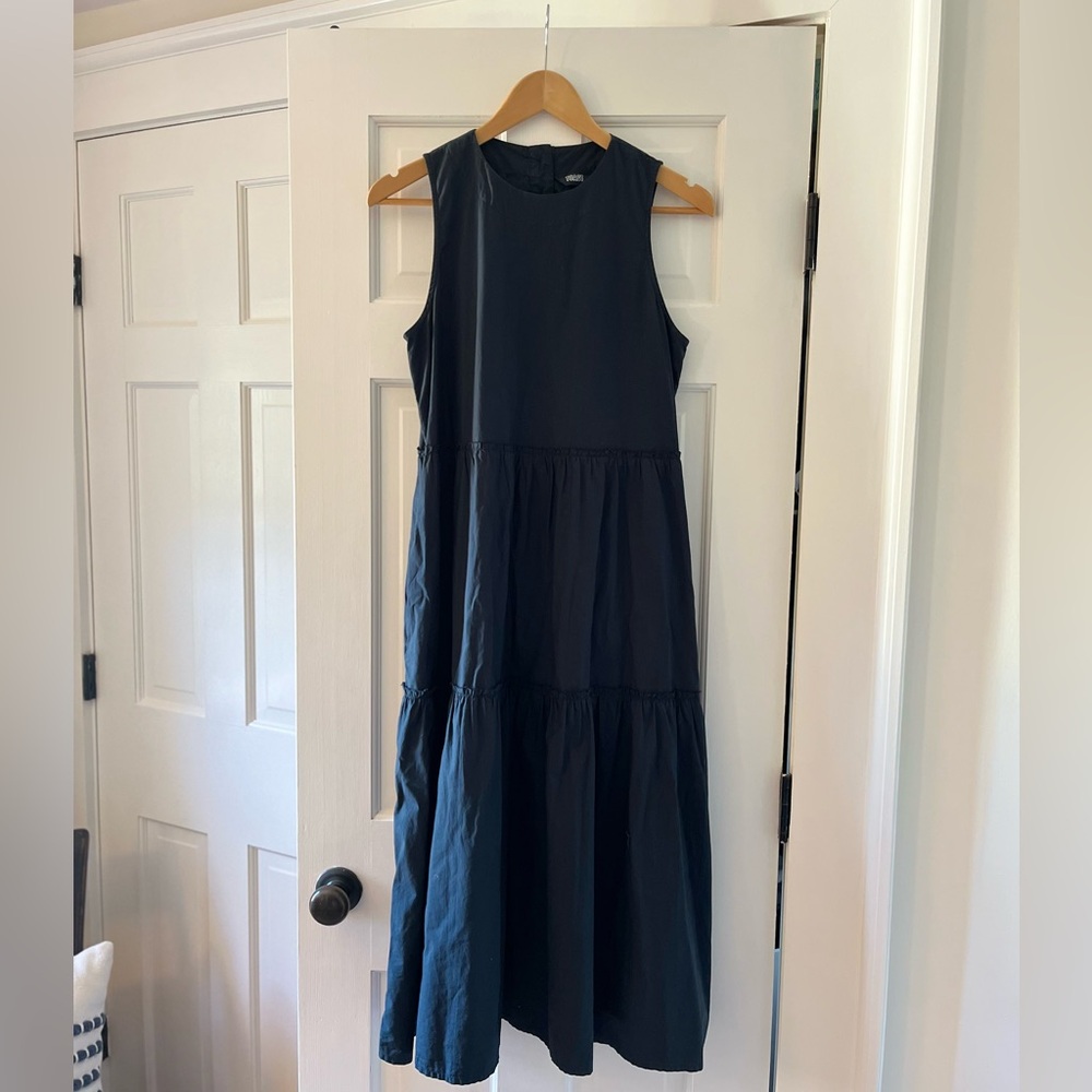 TOAST 100% Cotton Round Neck Dress, Size 6, Navy Blue